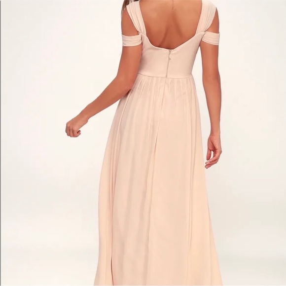 Lulus pink maxi off the shoulder bridesmaids dress - Picture 4 of 7